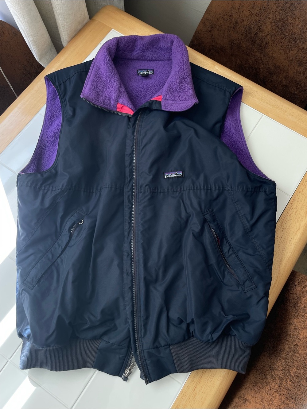 Patagonia Navy Shell Vest with Purple Fleece